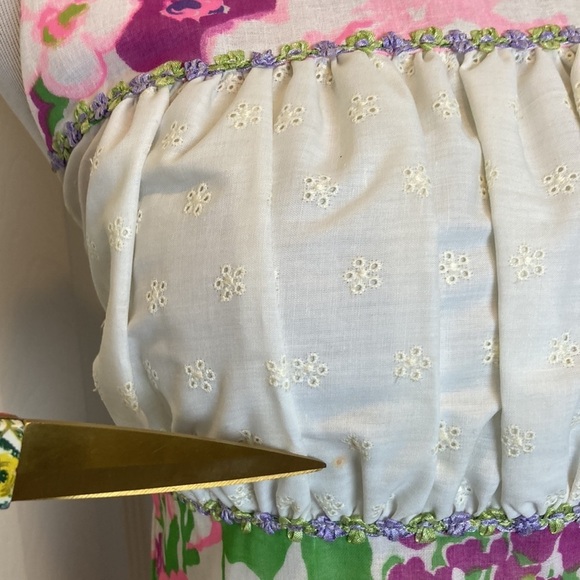 TOBY For Young Hawaii Vintage Floral Eyelet Sleeveless Maxi Dress S Luau Retro - Picture 14 of 16